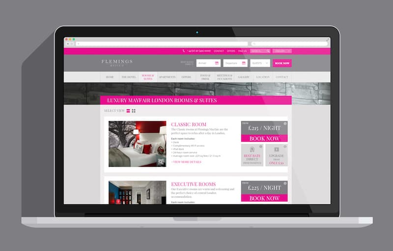 Flemings Hotel Website Design