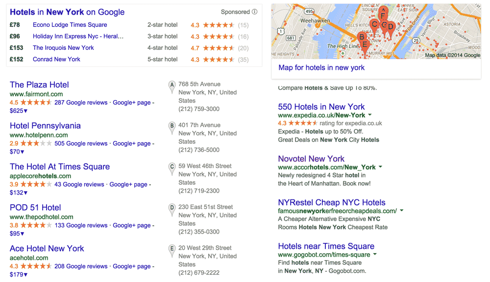 Hotel Finder Listings in Search