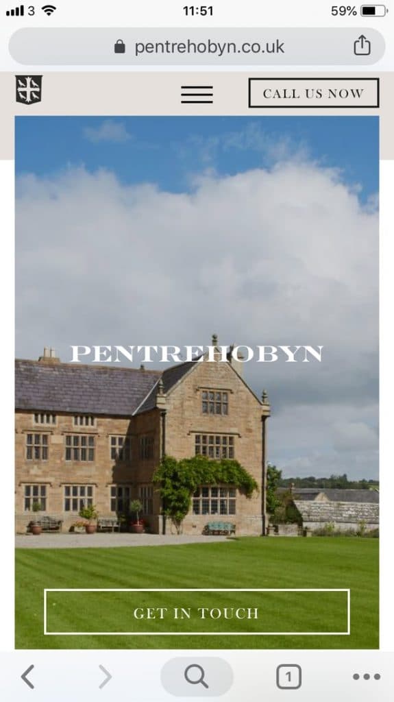 pentrehobyn hall - responsive webite